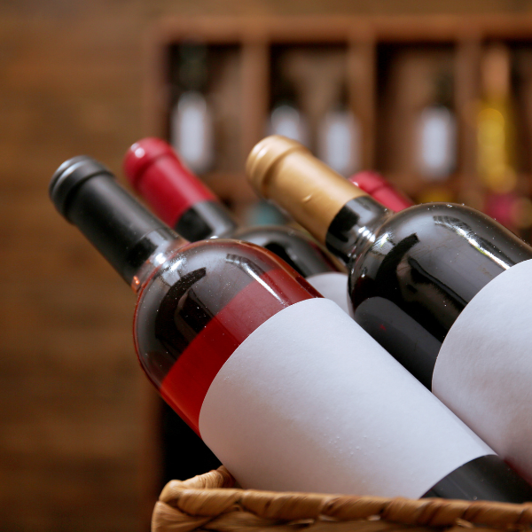 wine bottles with blank labels