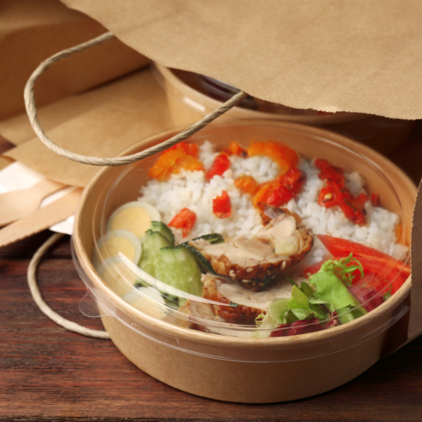 rice in a takeaway bowl