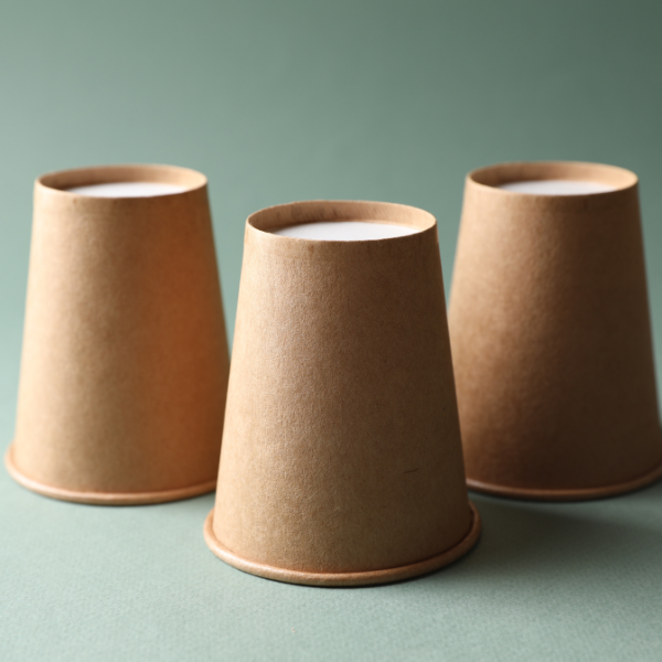 three brown cups