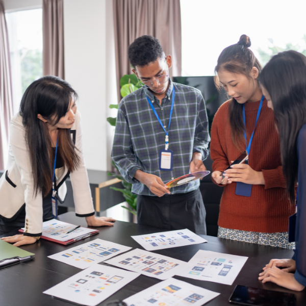 team meeting about designs