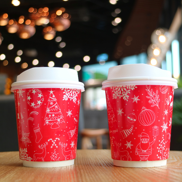 Christmas themed coffee cups