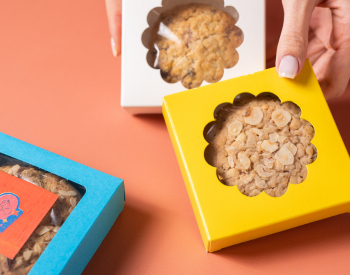 cookies packaged in a see-through box