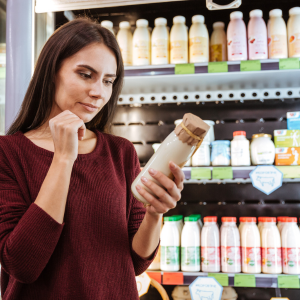 Consumer looking at a product
