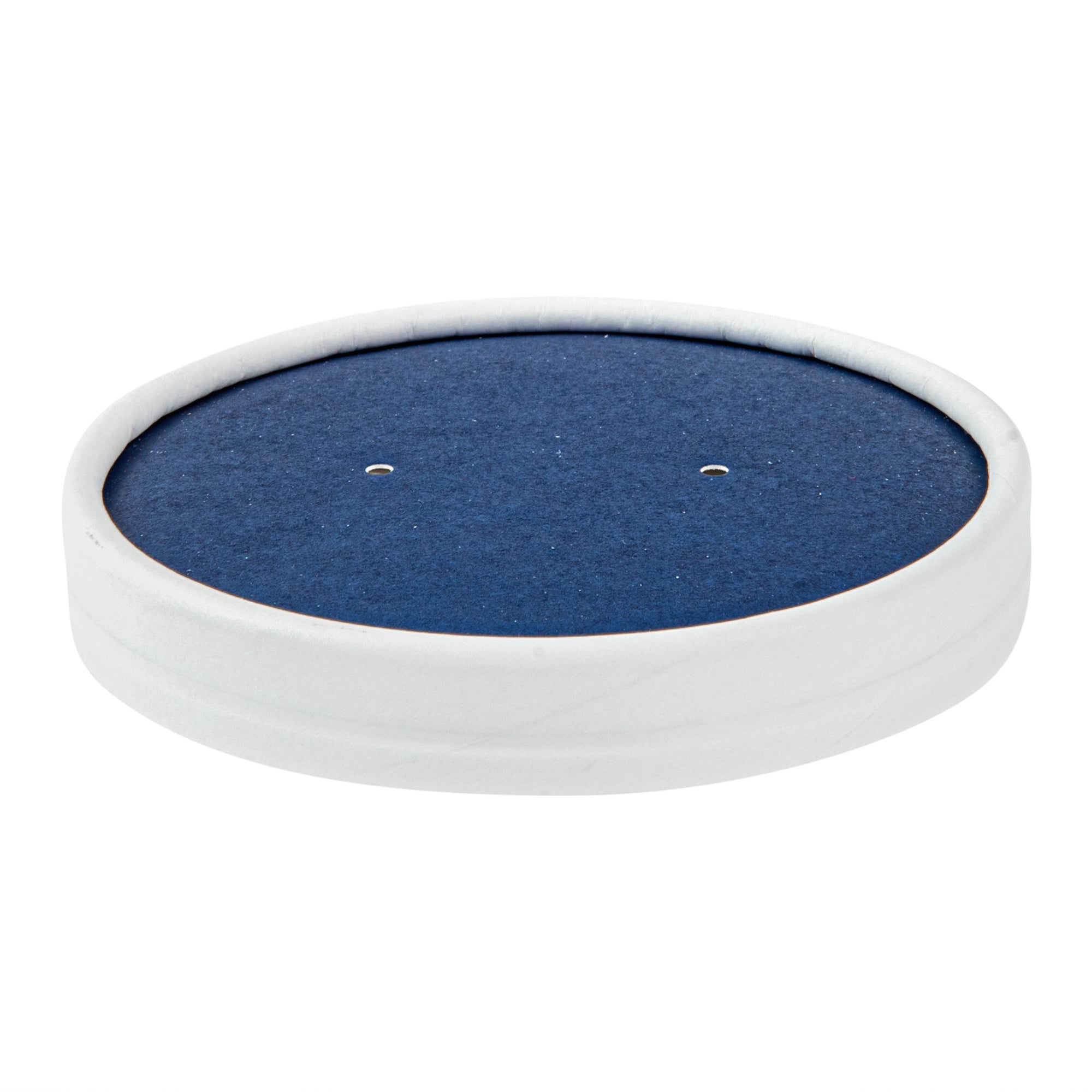 Round Blue and White Stripe Paper Soup Container Lid - Fits 12 oz - 200 count box