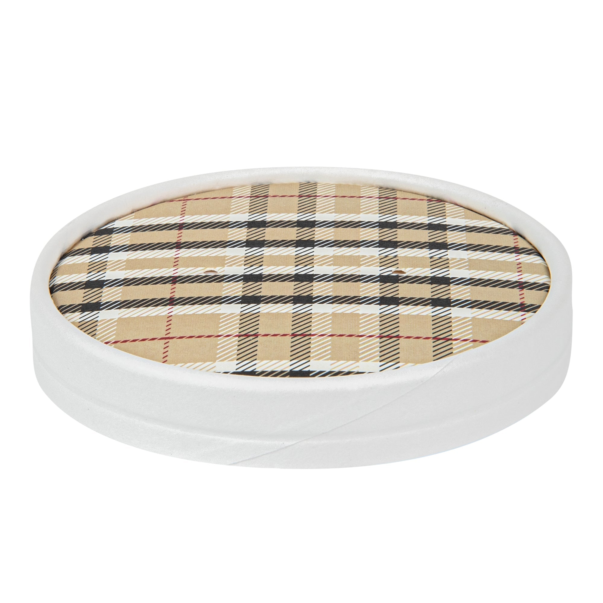 Round Plaid Paper Soup Container Lid - Fits 12 oz - 200 count box