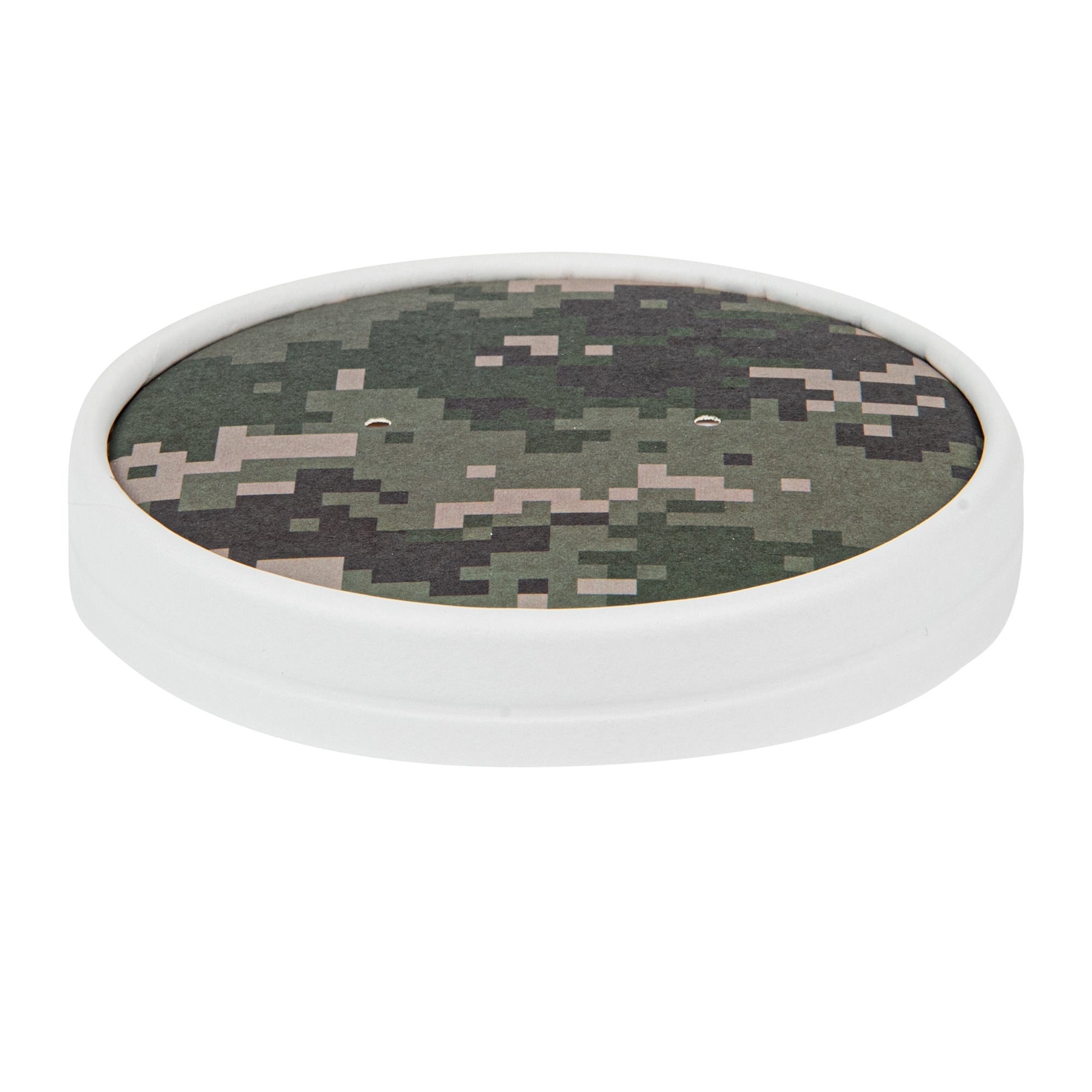 Round Camouflage Paper Soup Container Lid - Fits 12 oz - 200 count box