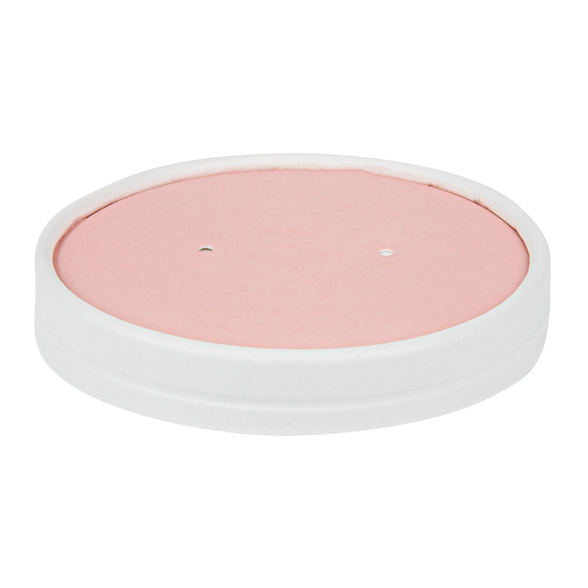 Round Pink and White Stripe Paper Soup Container Lid - Fits 12 oz - 200 count box