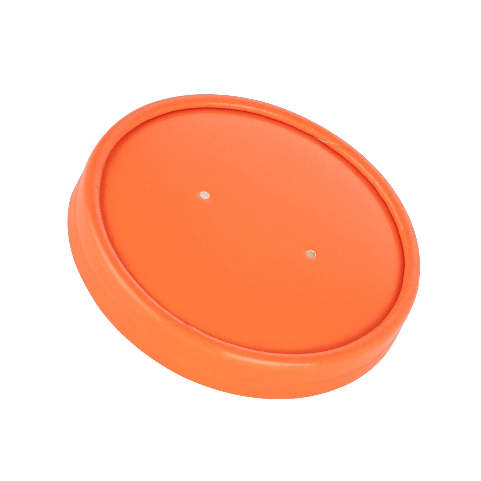 Round Tangerine Orange Paper Soup Container Lid - Fits 12 oz - 200 count box