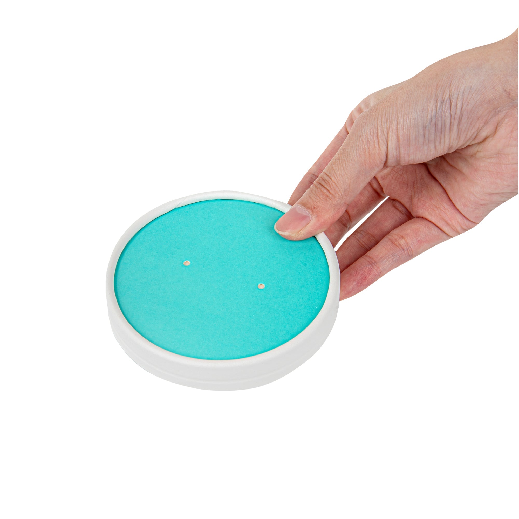 Round Turquoise Paper Soup Container Lid - Fits 12 oz - 200 count box