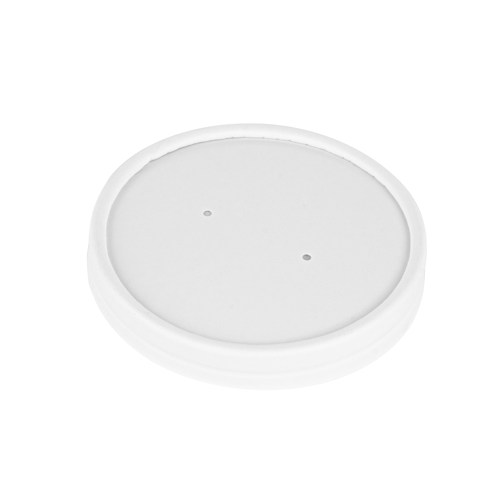 Round White Paper Soup Container Lid - Fits 8 and 12 oz - 200 count box