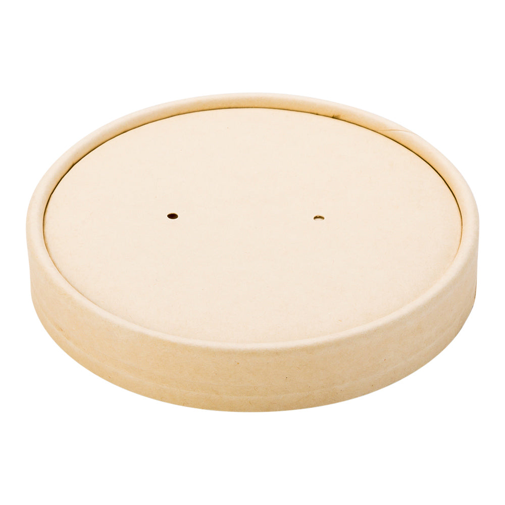 Round Bamboo Paper Soup Container Lid - Fits 16 oz - 200 count box