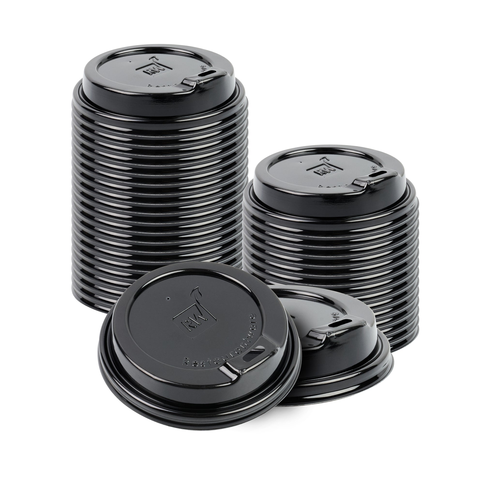 Black Plastic Coffee Cup Lid - Fits 8, 12, 16 and 20 oz - 500 count box