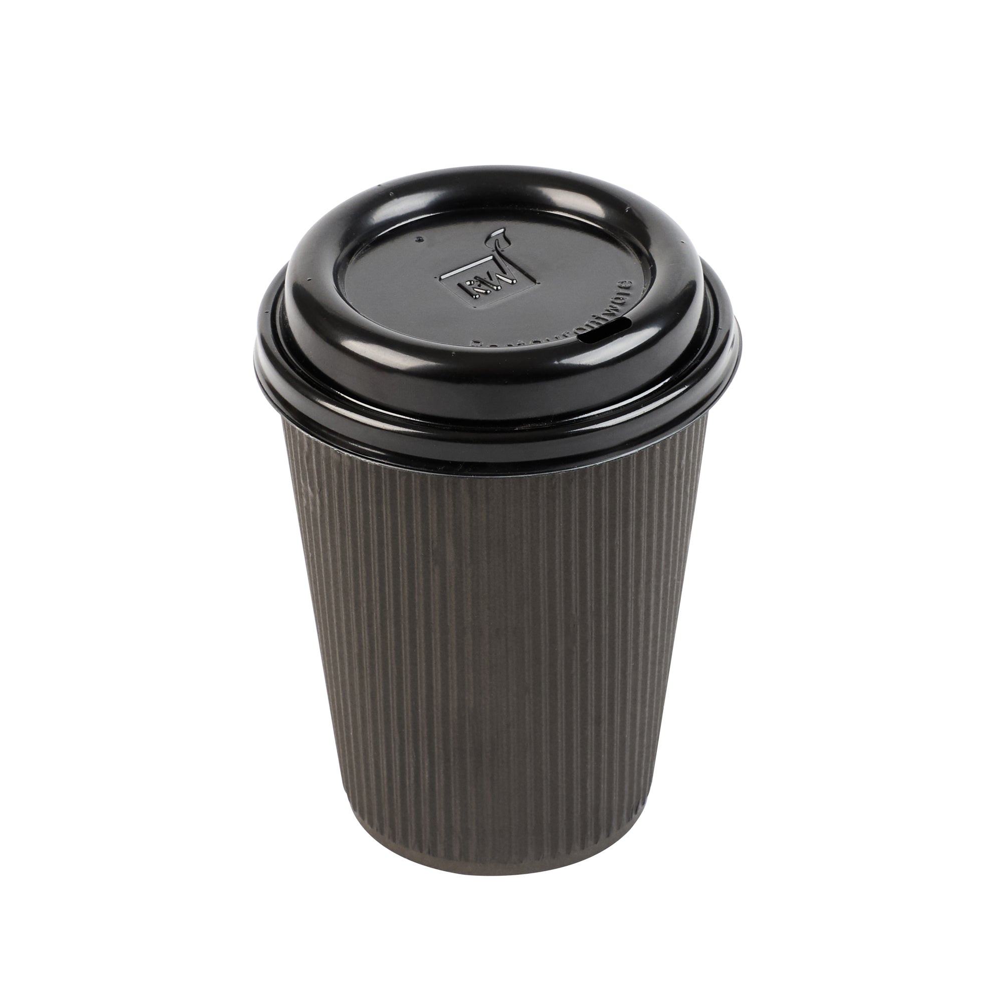 Black Plastic Coffee Cup Lid - Fits 8, 12, 16 and 20 oz - 500 count box