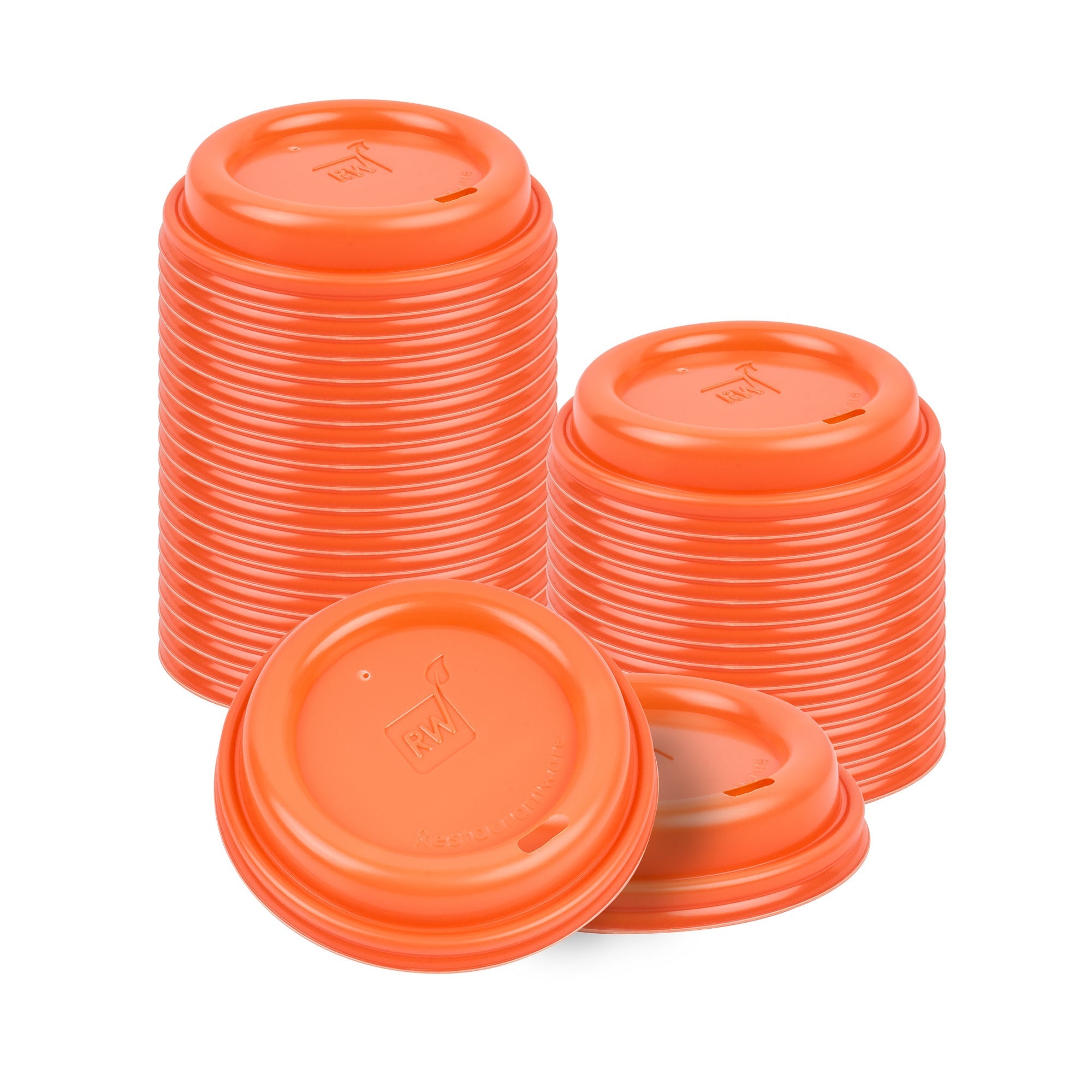 Tangerine Orange Plastic Coffee Cup Lid - Fits 8, 12, 16 and 20 oz - 500 count box
