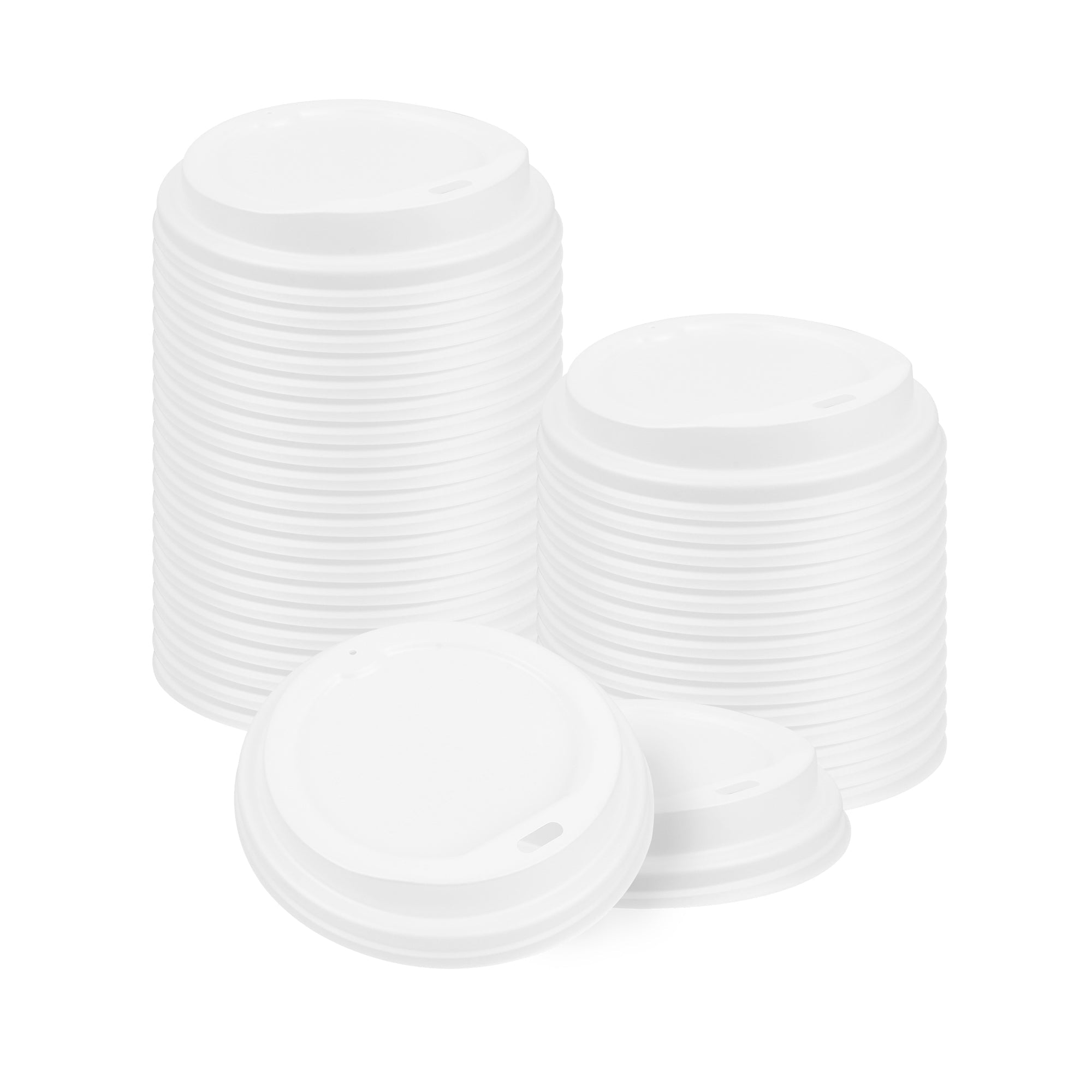 White PLA Plastic Coffee Cup Lid - Fits 8, 12, 16 and 20 oz, Compostable - 500 count box