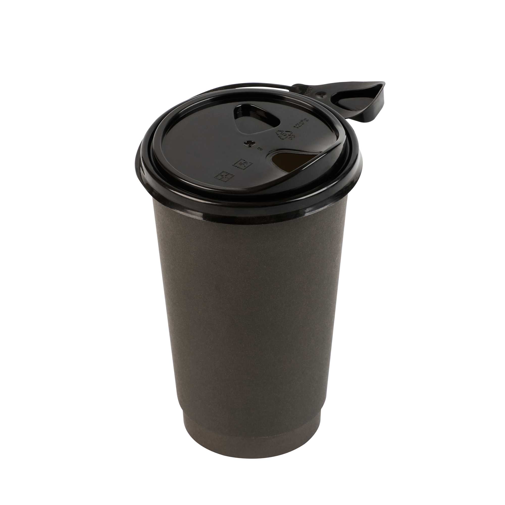 Black Plastic Pop Lock Coffee Cup Lid - Fits 8, 12, 16 and 20 oz - 100 count box