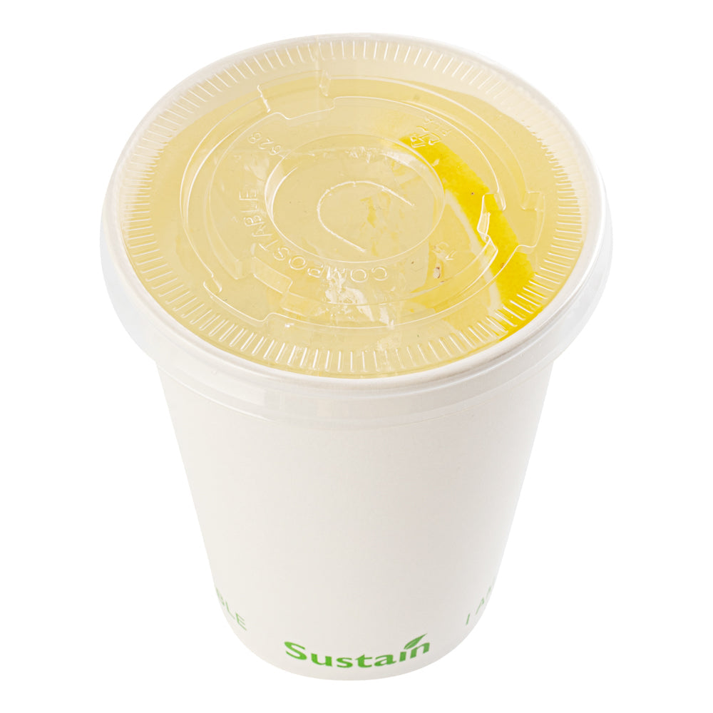 Clear PLA Plastic Cold Cup Flat Lid - Fits 9, 12, 16, 20 and 22 oz, Compostable - 1000 count box