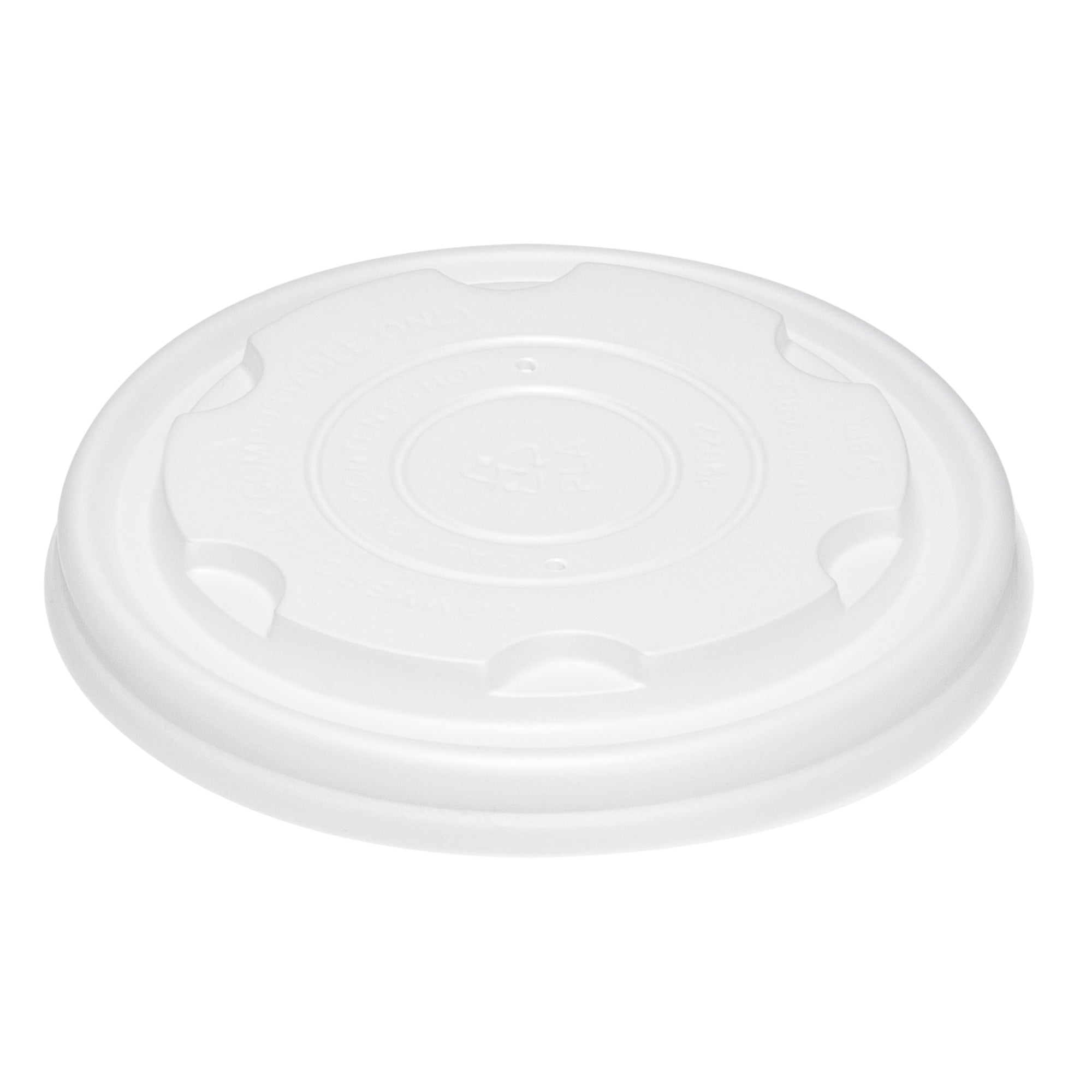 Round White PLA Plastic Lid - Compostable, Fits 8 oz Soup Container - 200 count box