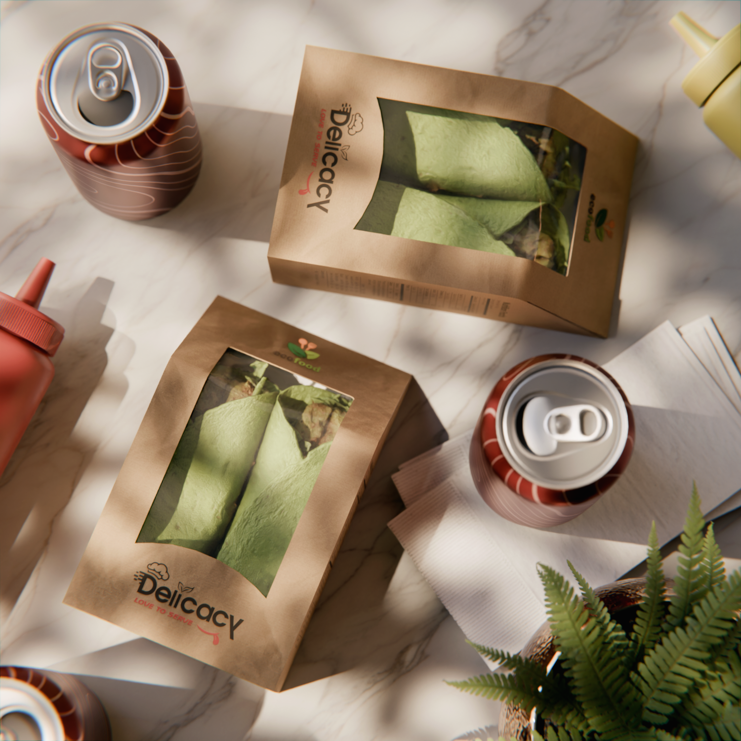 Custom Sandwich / Wrap Take Out Container - Angle Cut