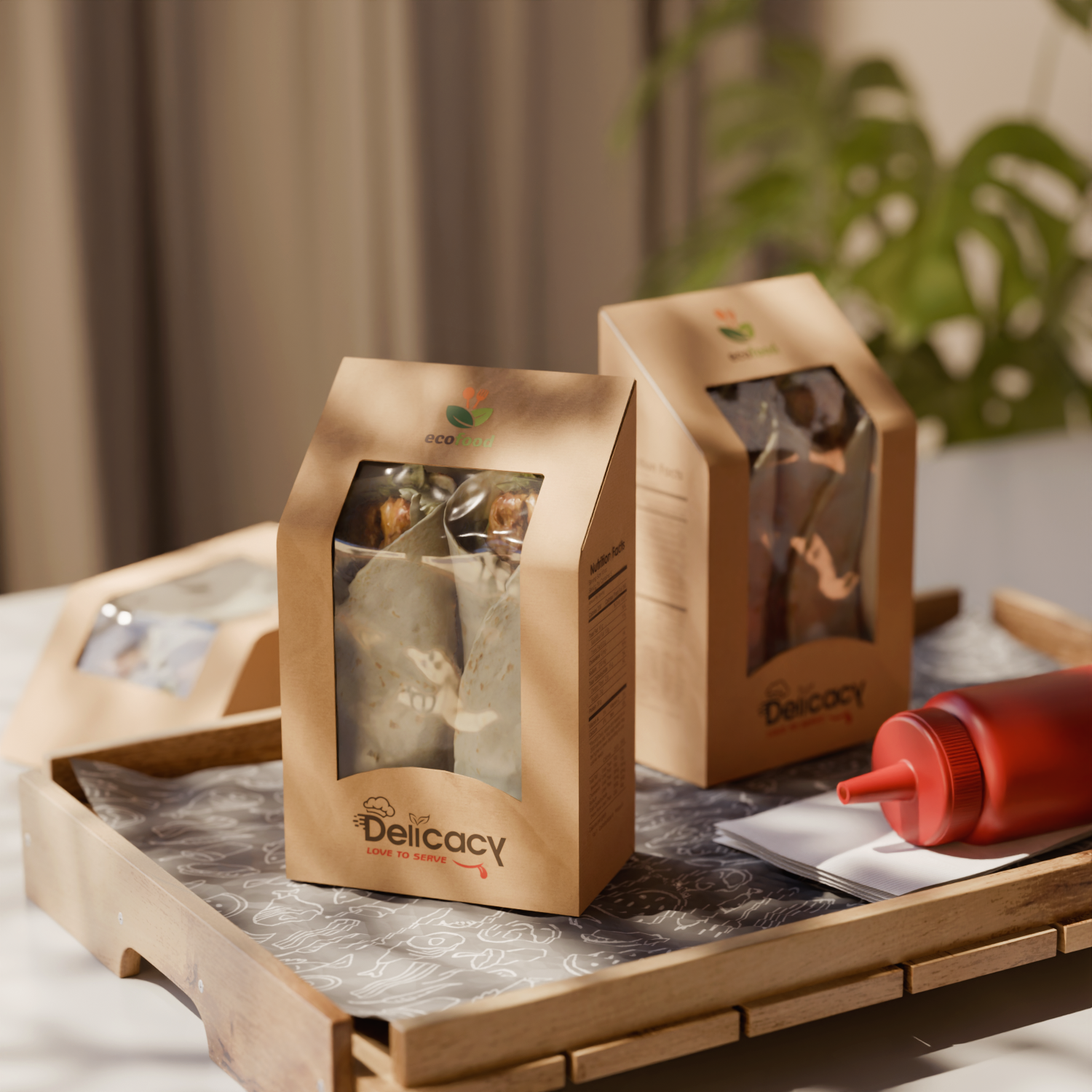 Custom Sandwich / Wrap Take Out Container - Angle Cut