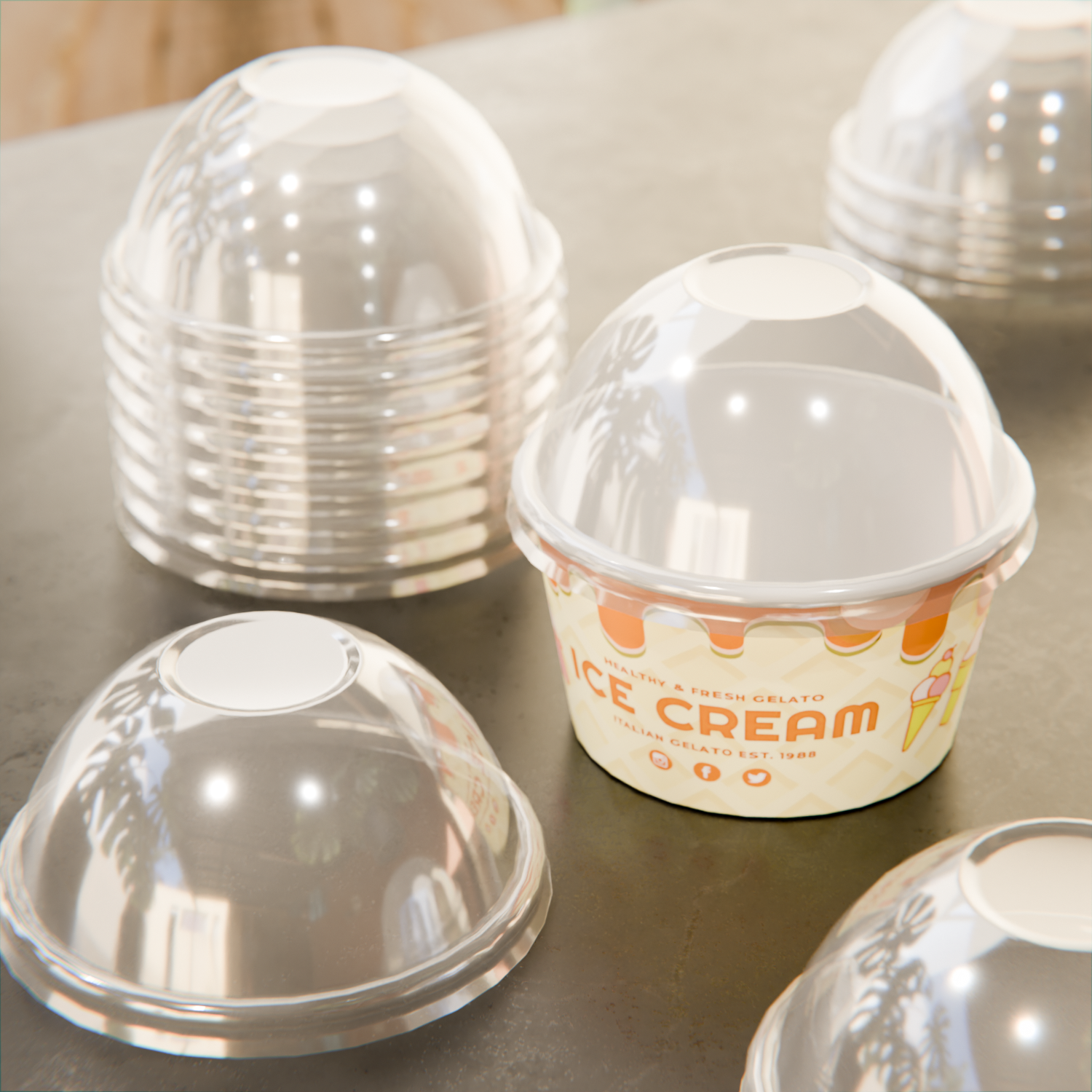 Round Clear Plastic To Go Cup Dome Lid - Fits 8 oz - 200 count box