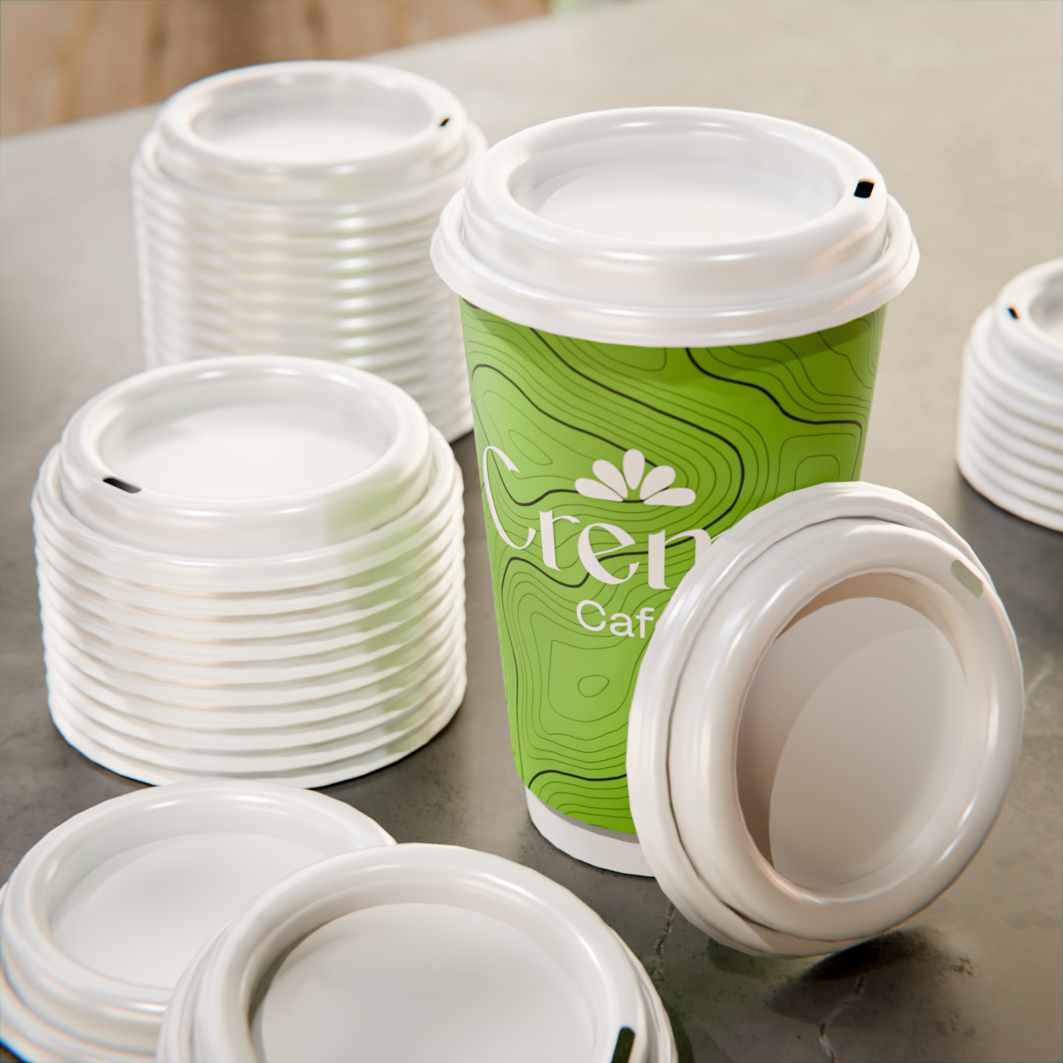 Glossy White Plastic Coffee Cup Lid - Fits 8, 12, 16 and 20 oz - 500 count box