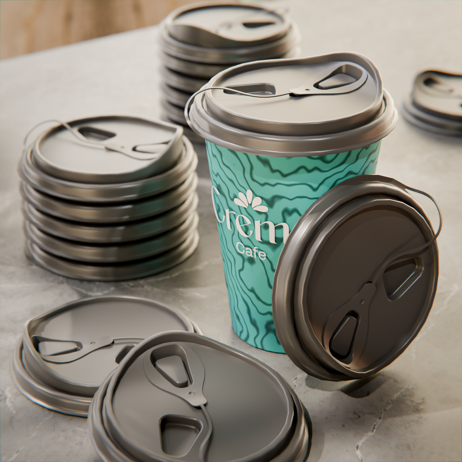 Gray Plastic Pop Lock Coffee Cup Lid - Fits 8, 12, 16 and 20 oz - 100