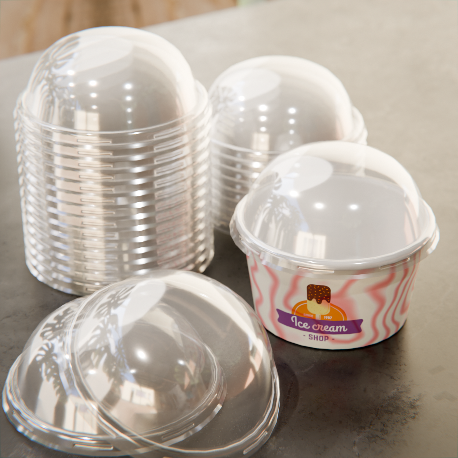 Round Clear Plastic Dome Lid - Fits 6 oz Dessert Cup - 100 count box