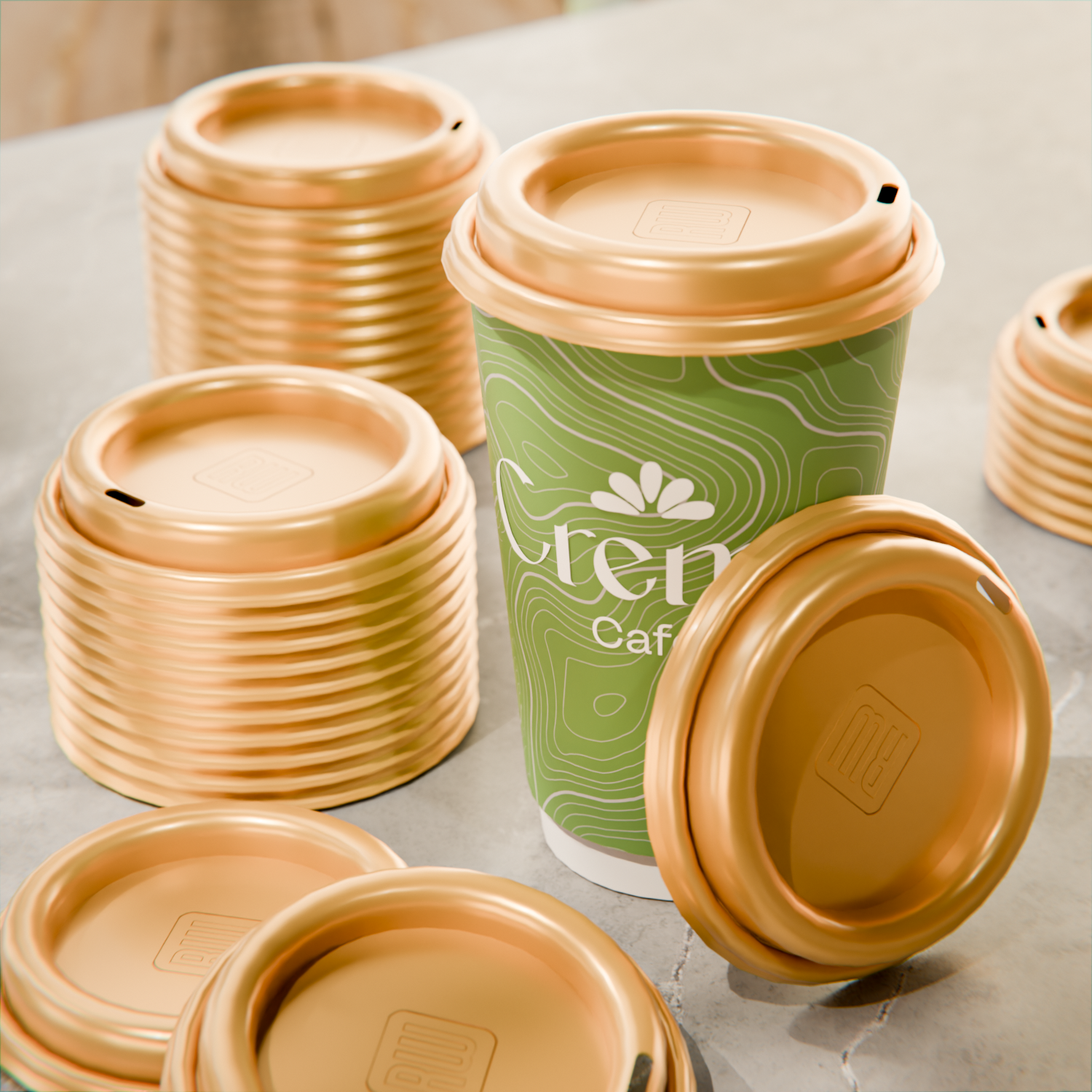 Restpresso Gold Plastic Coffee Cup Lid - Fits 8, 12, 16 and 20 oz - 500 count box