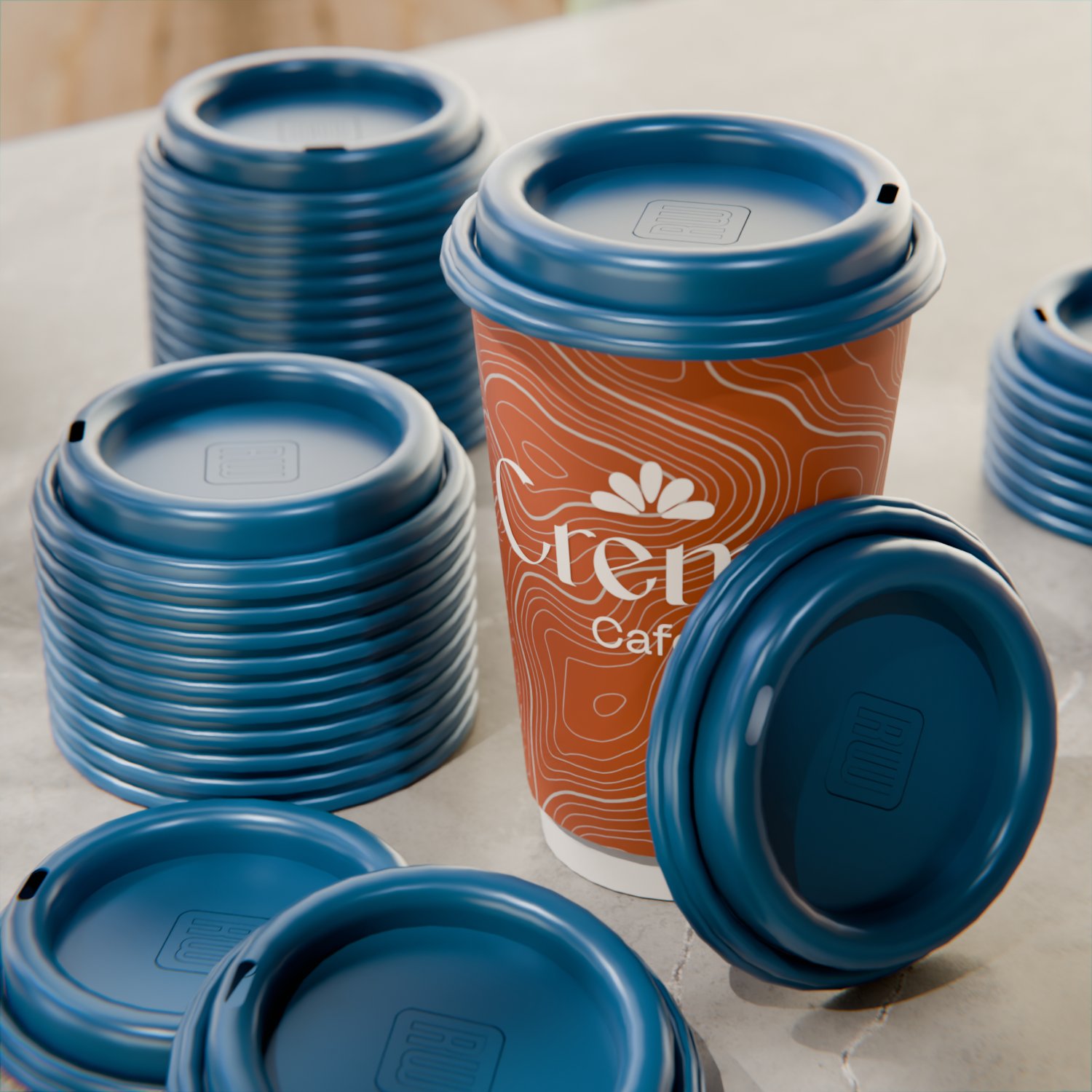 Midnight Blue Plastic Coffee Cup Lid - Fits 8, 12, 16 and 20 oz - 500 count box