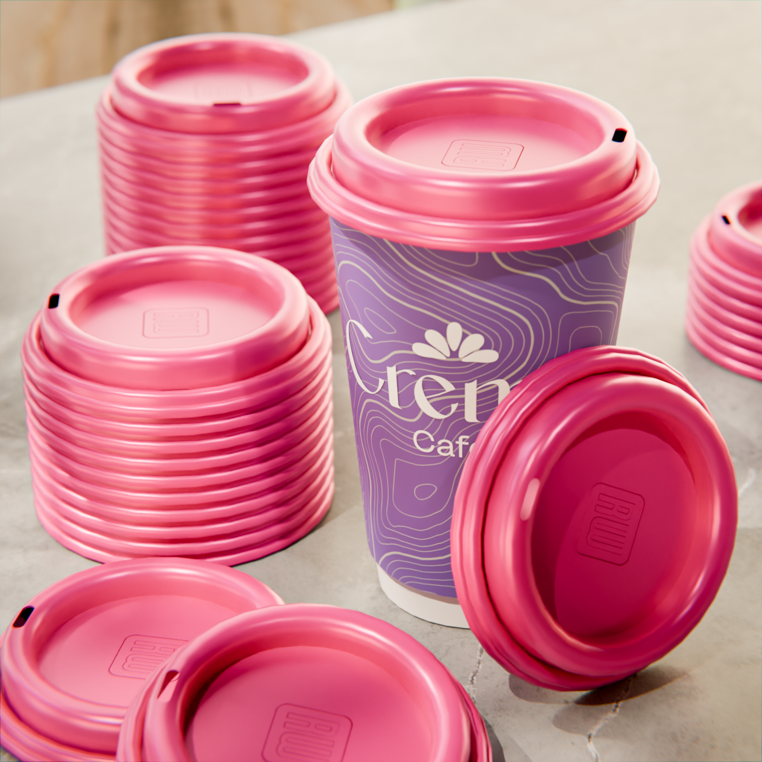 Hot Pink Plastic Coffee Cup Lid - Fits 8, 12, 16 and 20 oz - 500 count box