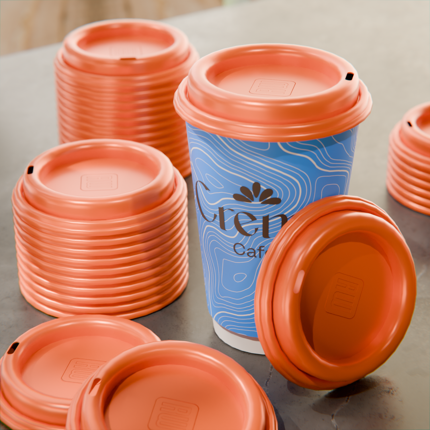 Tangerine Orange Plastic Coffee Cup Lid - Fits 8, 12, 16 and 20 oz - 500 count box
