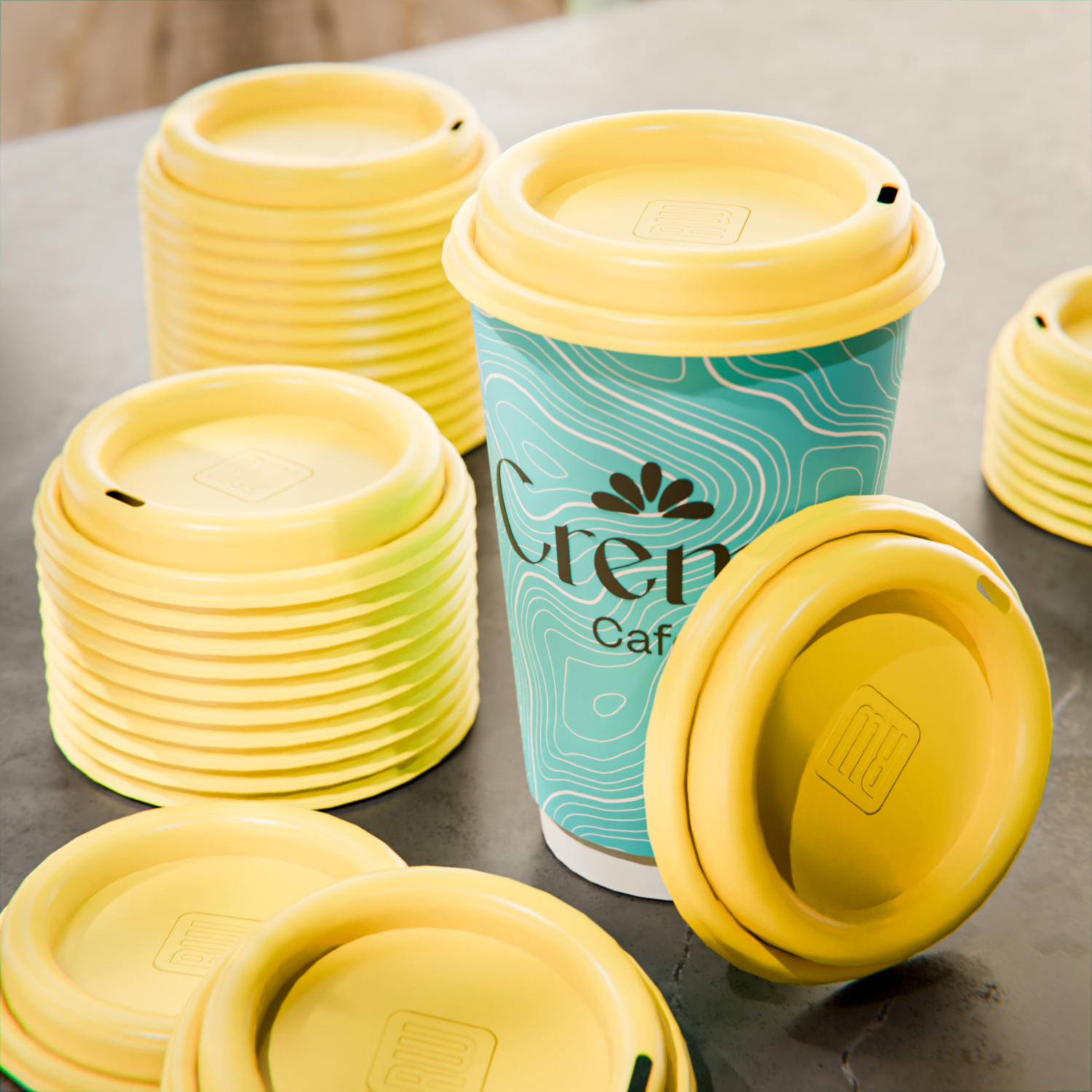 Yellow Plastic Coffee Cup Lid - Fits 8, 12, 16 and 20 oz - 500 count box
